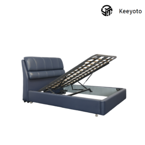 Manual push-up reinforced storage bed frame, gas spring assisted tilt steel bed base, heavy-duty under-bed storage bed support for small space OEM wholesale