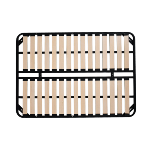 Reinforced slat base with grid kraft paper laminated natural wood slats, anti-rust carbon steel bed slat frame, mute wear-resistant base for mattress factory OEM supply