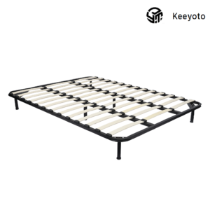 Oversized heavy-duty metal bed frame, stable extra large steel slat bed base for villa master bedroom, durable king size bed support OEM wholesale