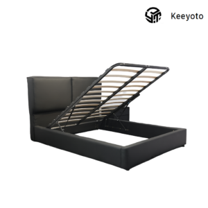 Standard manual tilt storage bed frame, gas spring assisted under-bed storage steel base, economical space-saving storage bed slat frame for mattress OEM wholesale