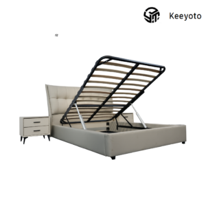 Electric tilt storage bed frame, one-button auto lift steel bed base with under-bed storage, mute safe motorized storage bed support for mattress OEM wholesale