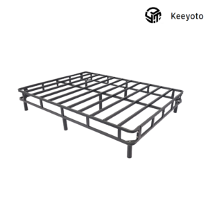 Detachable all-metal hotel bed frame, heavy-duty full steel slat bed base for hotel engineering, durable commercial metal bed support OEM wholesale