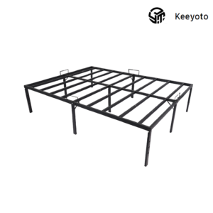 Detachable simple metal bed frame, flat pack easy assemble steel slat bed base, economical detachable bed support for mattress OEM wholesale