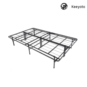Foldable metal bed frame, space-saving portable steel folding bed base, easy storage detachable slat bed support for OEM wholesale