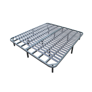 Assembled slat base with grey grid kraft paper laminated slats, sturdy carbon steel frame, easy-to-install mute bed slat frame for mattress factory OEM wholesale