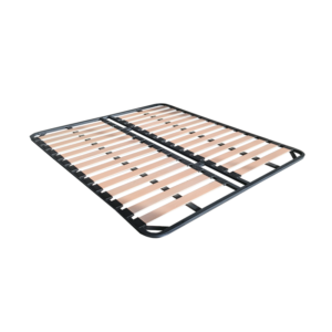 Reinforced beech wood slat base wrapped with grid kraft paper, sturdy rust-proof carbon steel bed slat frame, mute durable bed support for mattress OEM wholesale